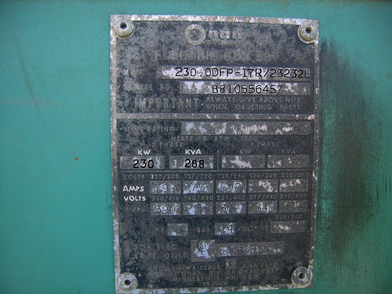 8-01140 (Equip.-Generator)  Seller:Manatee County 2000 CROL