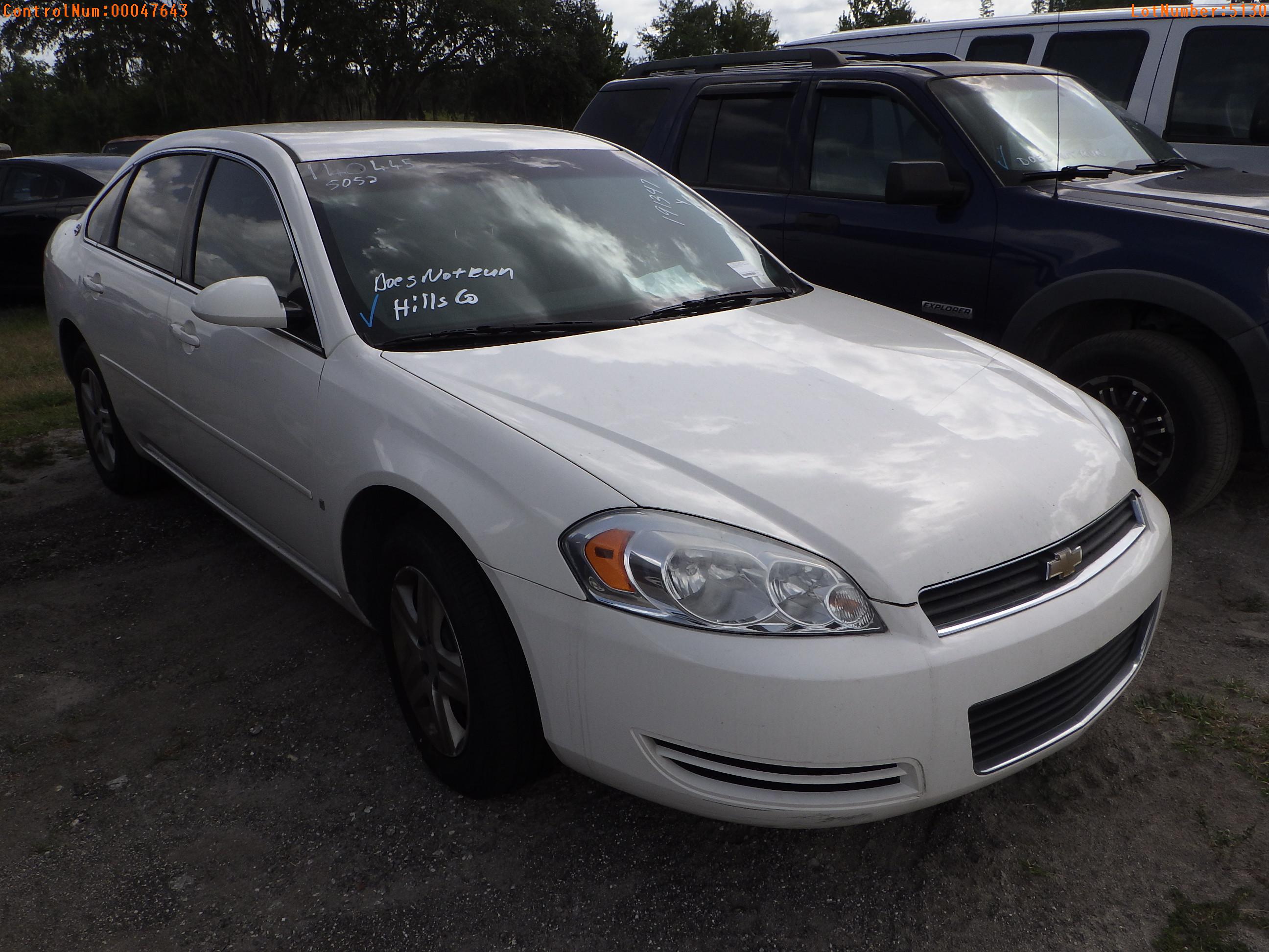 7-05130 (Cars-Sedan 4D)  Seller: Gov-Hillsborough County B.O.C.C. 2007 CHEV IMPA