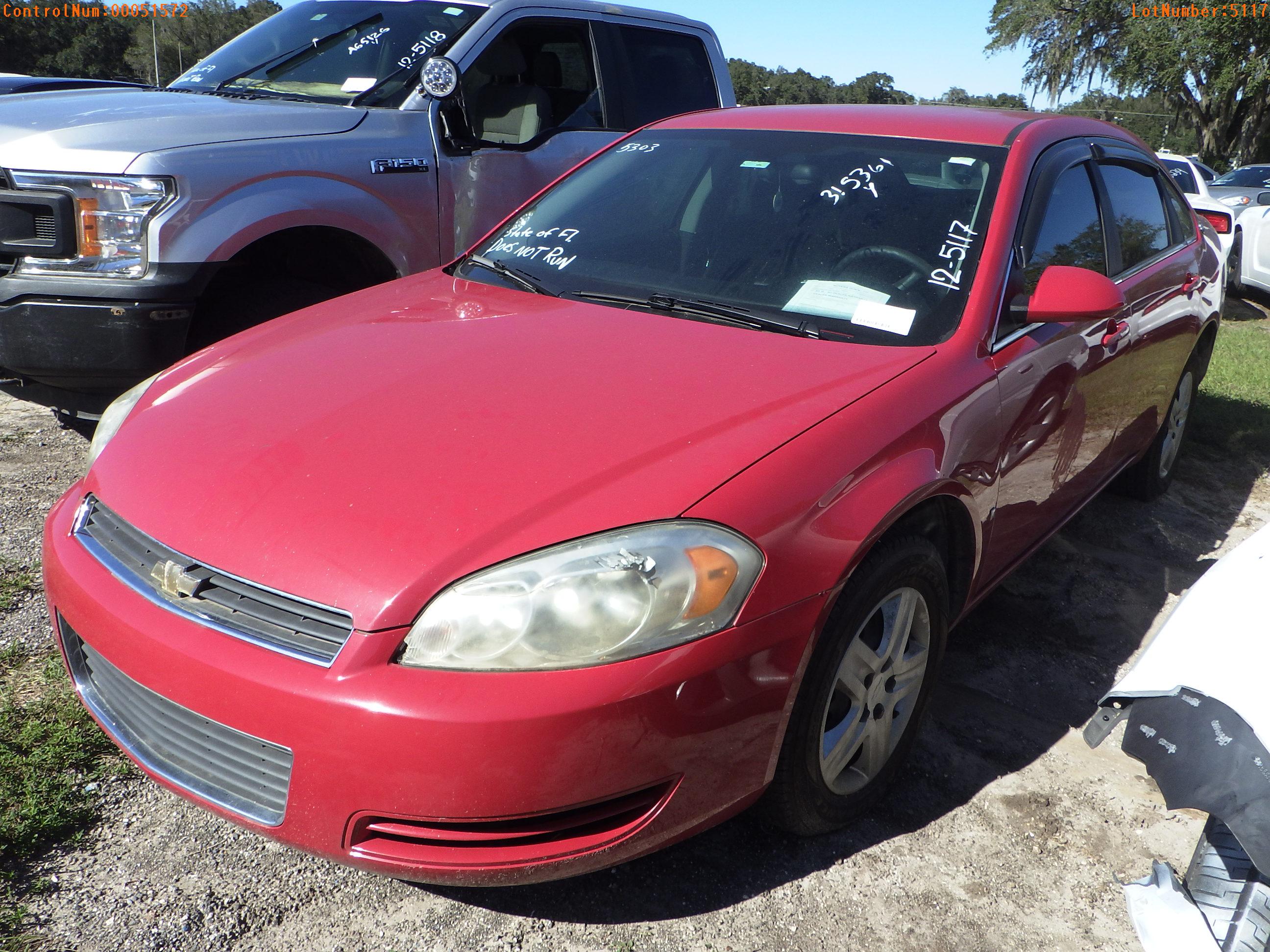 12-05117 (Cars-Sedan 4D)  Seller: Florida State D.F.S. 2008 CHEV IMPALA