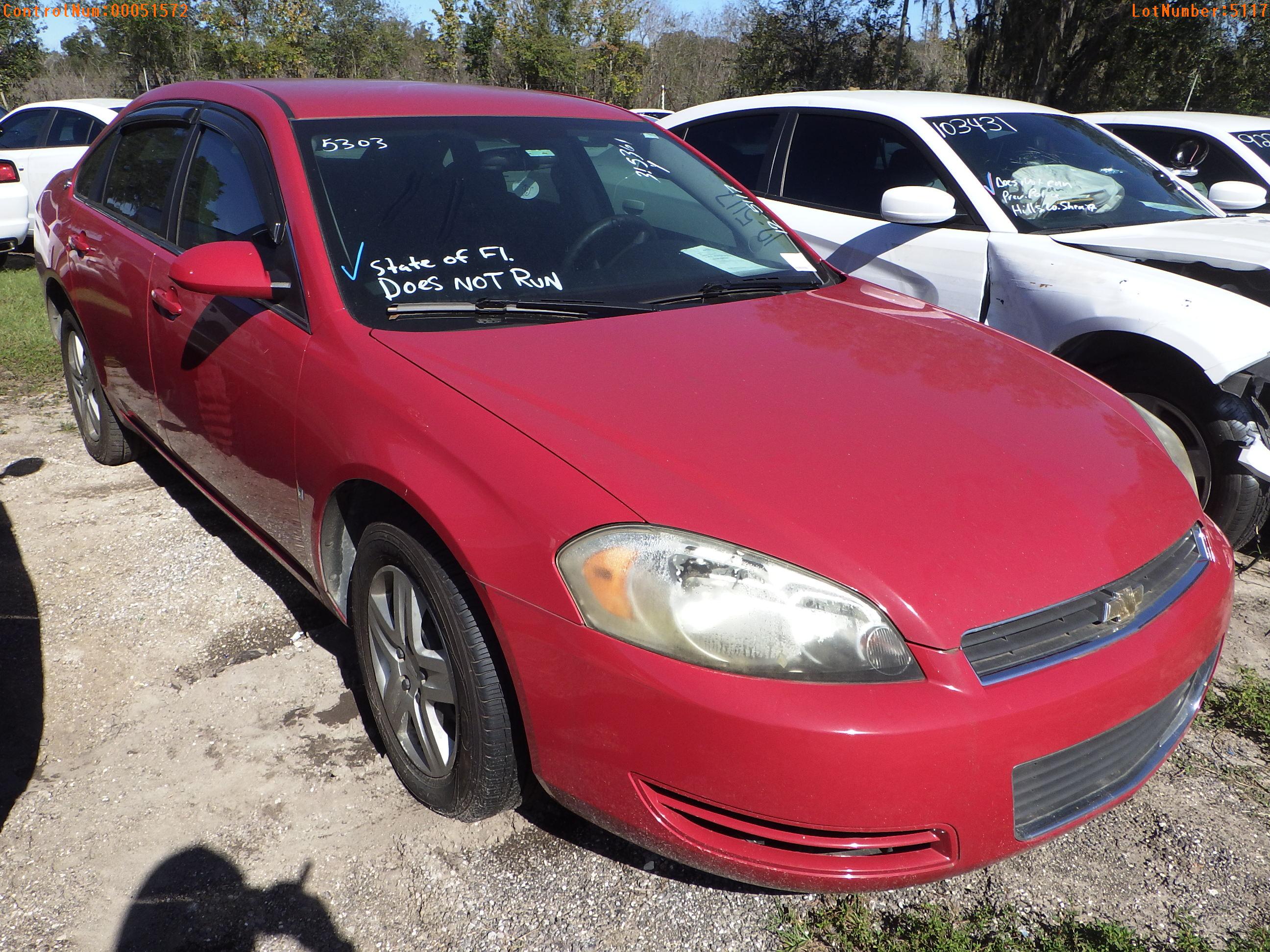 12-05117 (Cars-Sedan 4D)  Seller: Florida State D.F.S. 2008 CHEV IMPALA