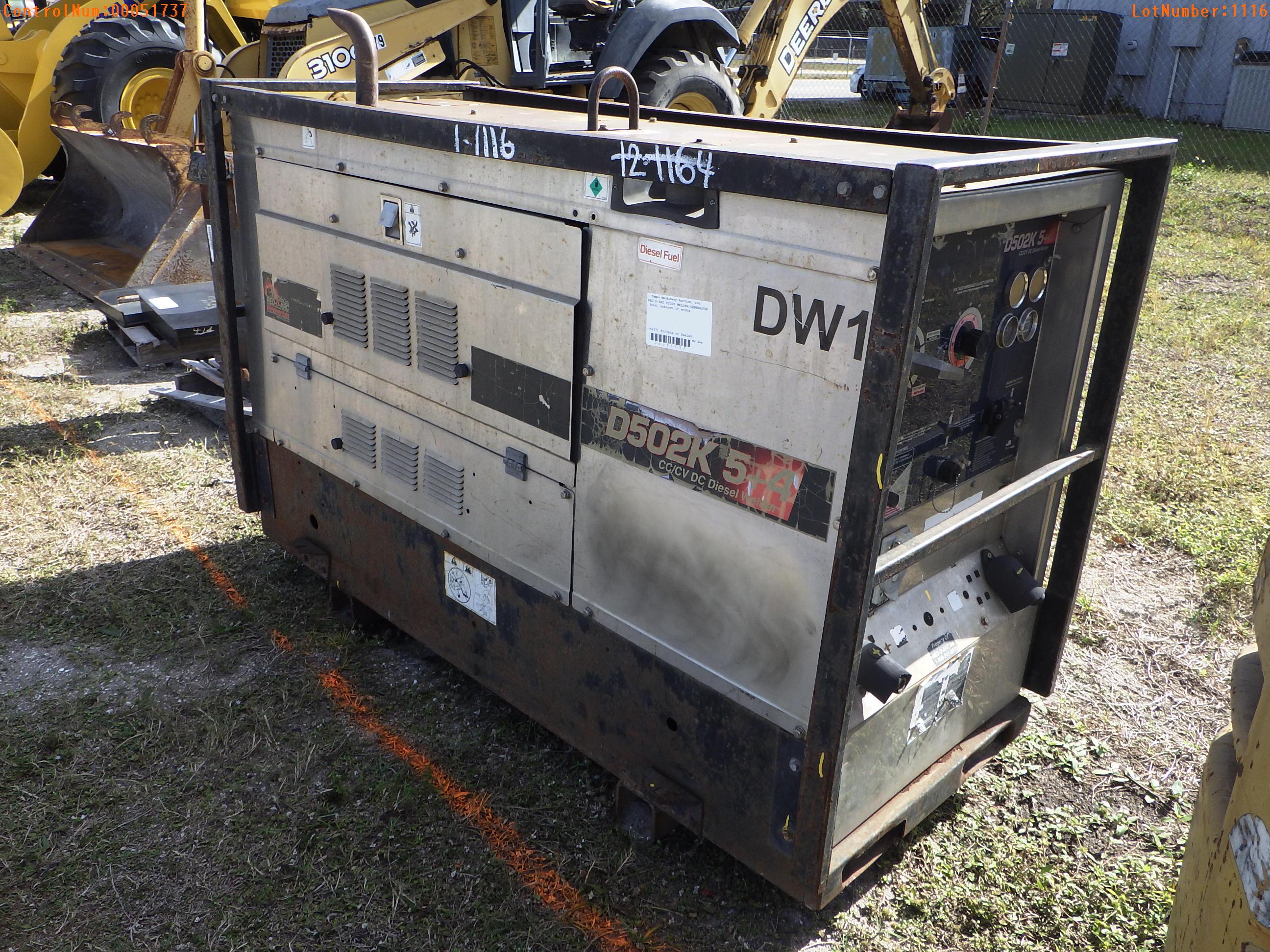 1-01116 (Equip.-Generator)  Seller:Private/Dealer RED-D-ARC D502K DIESEL WELDER-