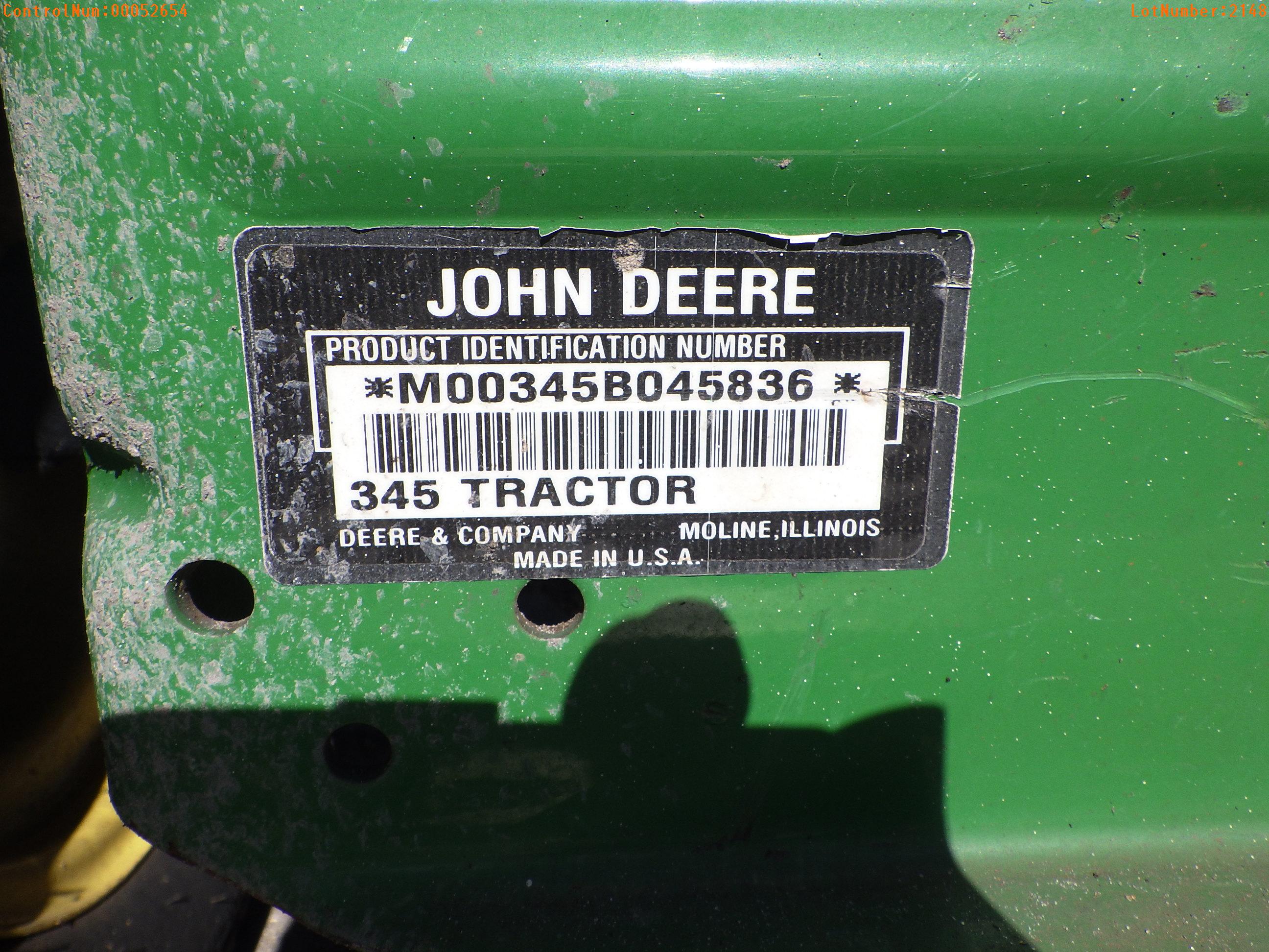 2-02148 (Equip.-Mower)  Seller:Private/Dealer JOHN DEERE 345 RIDING MOWER