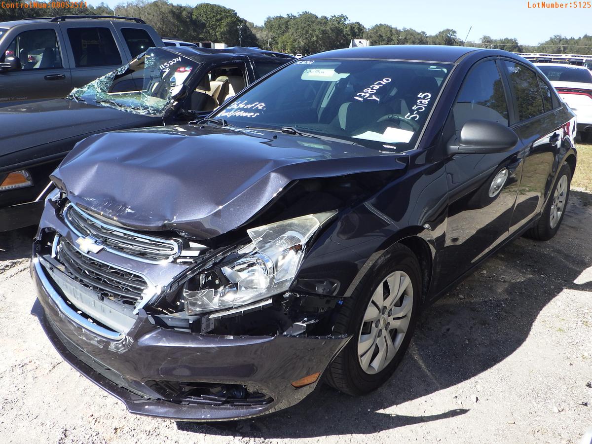 2-05125 (Cars-Sedan 4D)  Seller: Florida State B.P.R. 2015 CHEV CRUZE