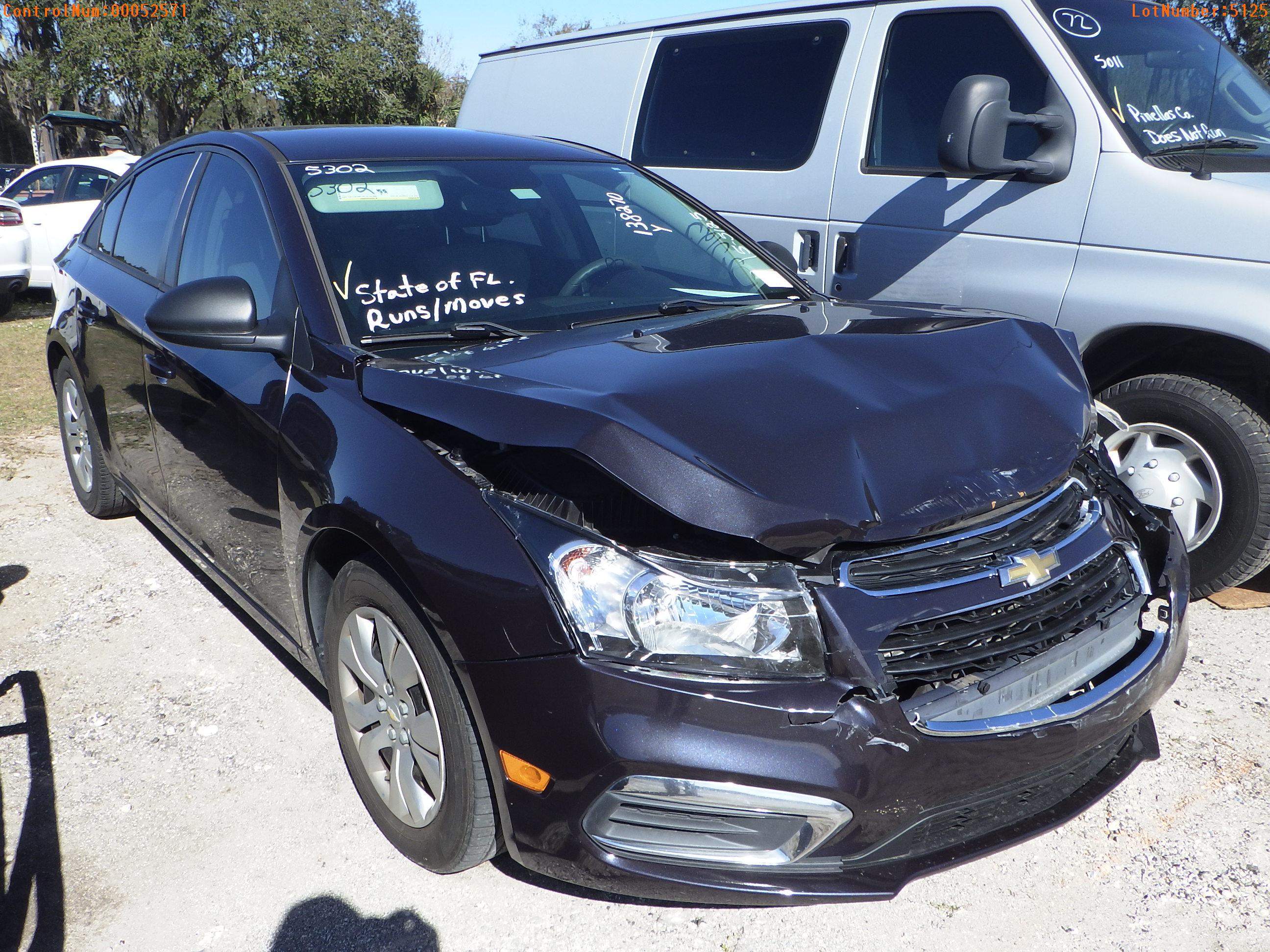 2-05125 (Cars-Sedan 4D)  Seller: Florida State B.P.R. 2015 CHEV CRUZE