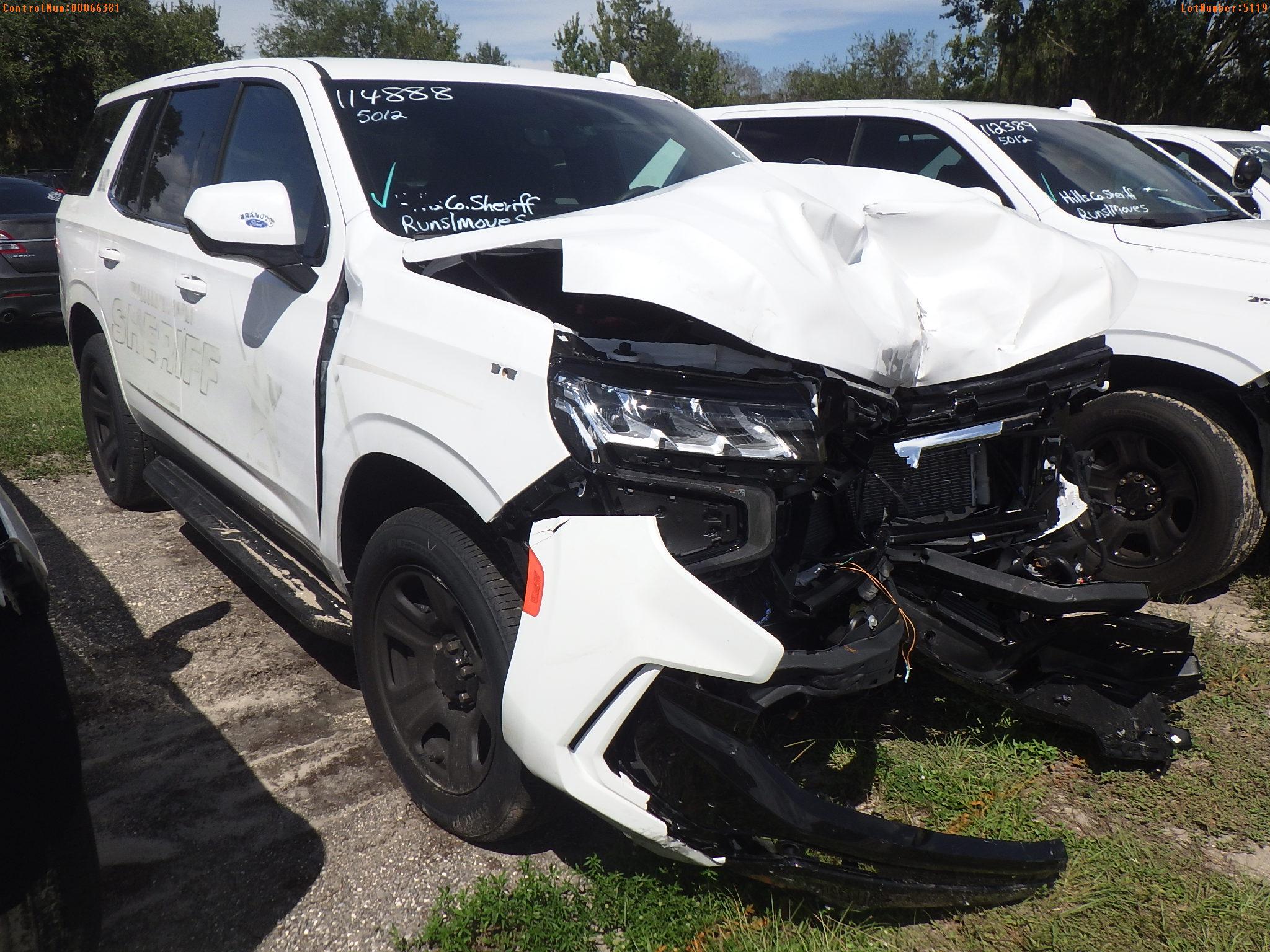 10-05119 (Cars-SUV 4D)  Seller: Gov-Hillsborough County Sheriffs 2022 CHEV TAHOE