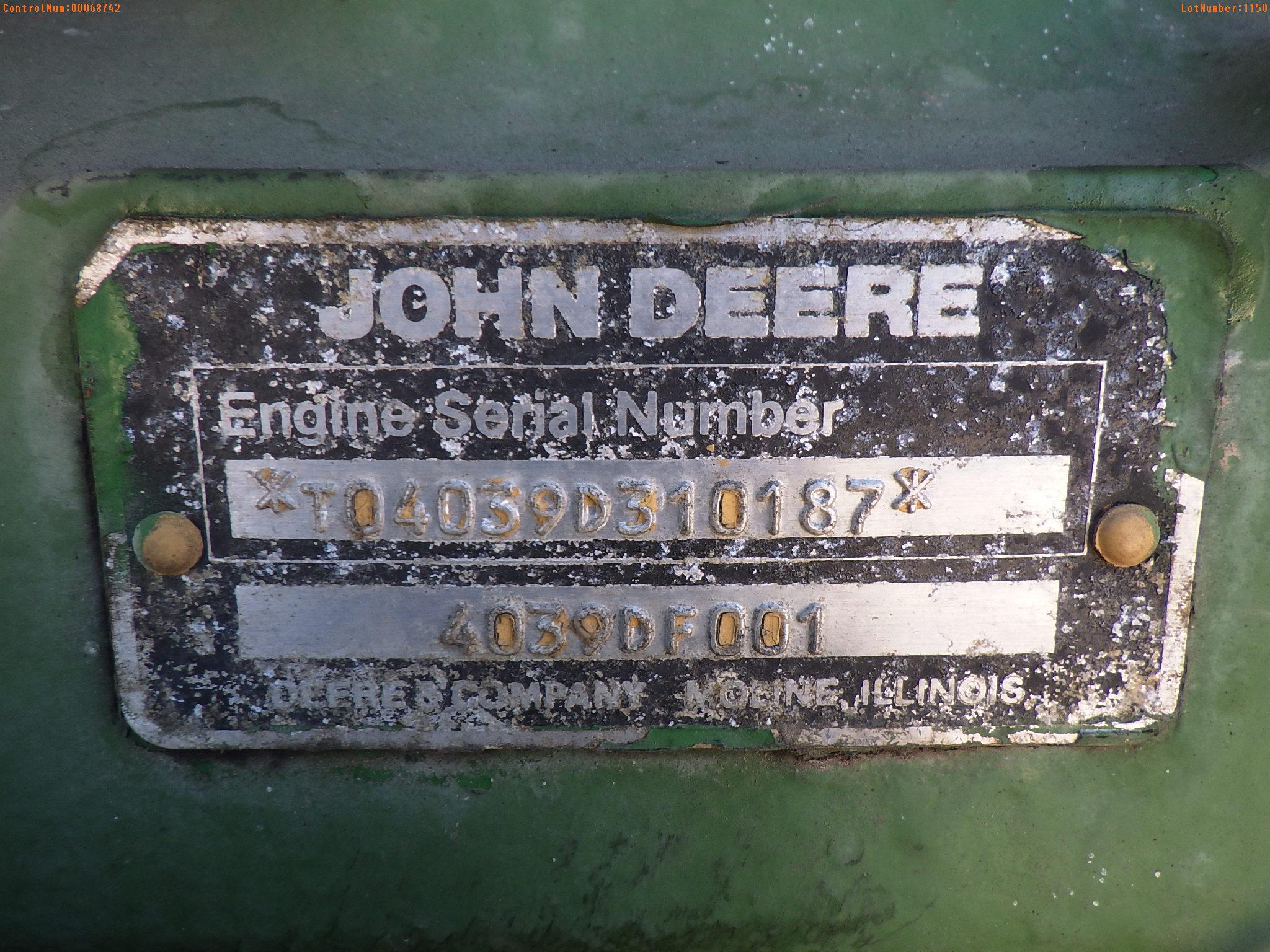 1-01150 (Equip.-Power unit)  Seller:Private/Dealer JOHN DEERE T04039DF001 DIESEL