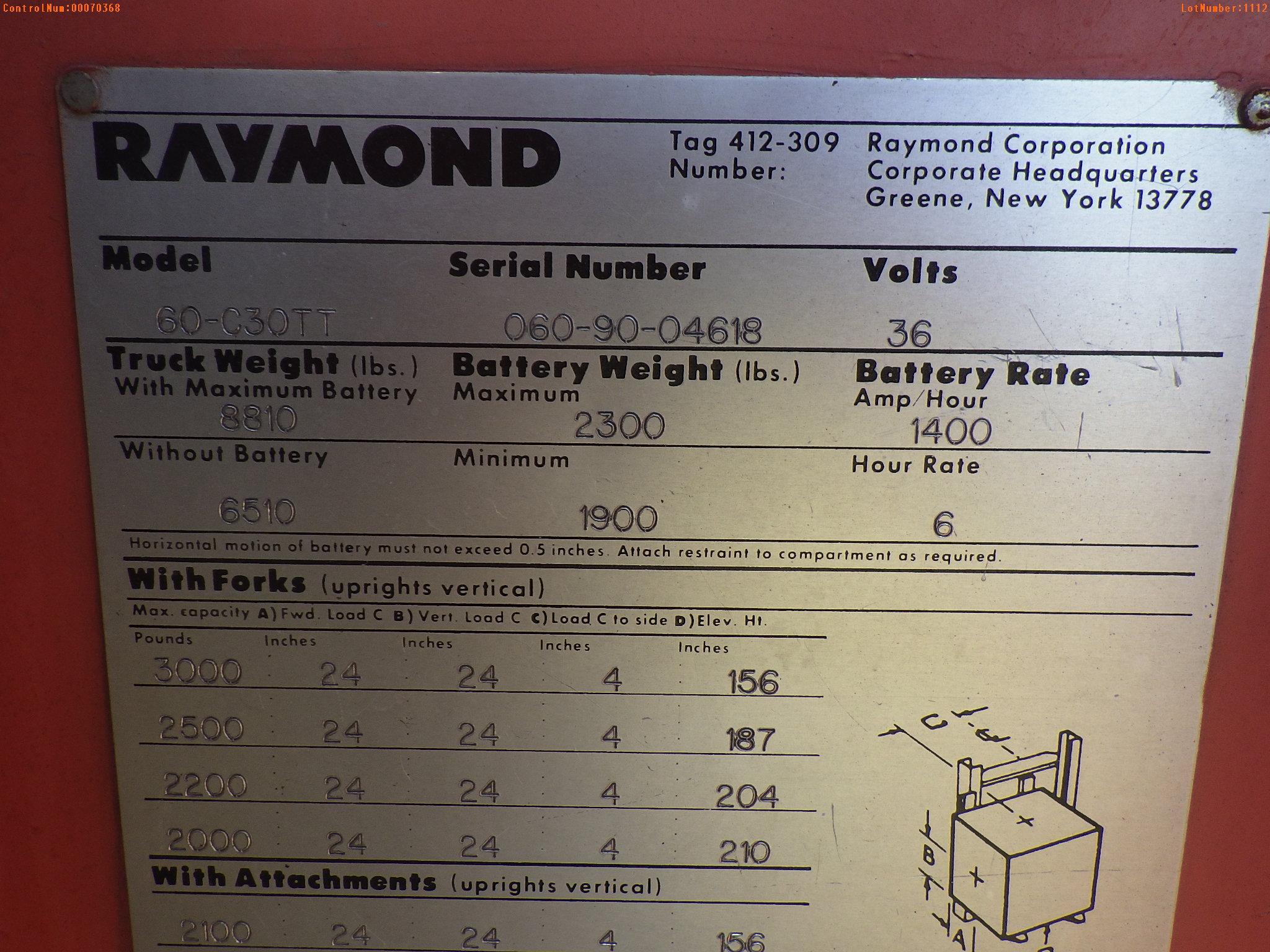 4-01112 (Equip.-Fork lift)  Seller: Gov-Orange County Sheriffs Office RAYMOND 60