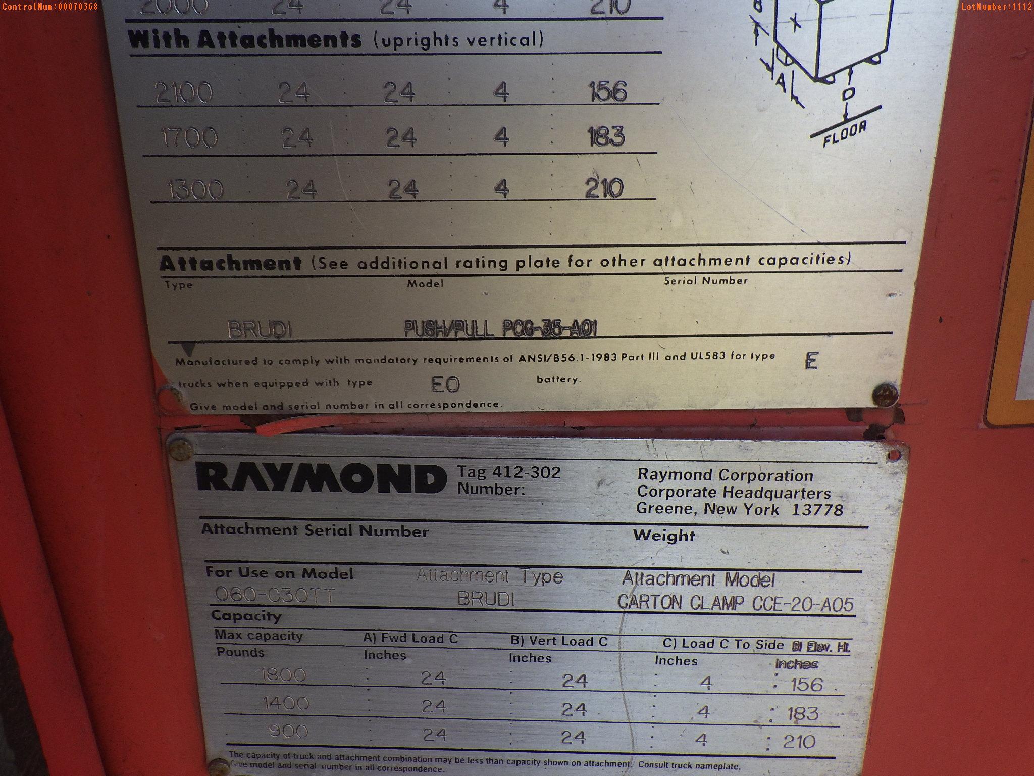 4-01112 (Equip.-Fork lift)  Seller: Gov-Orange County Sheriffs Office RAYMOND 60