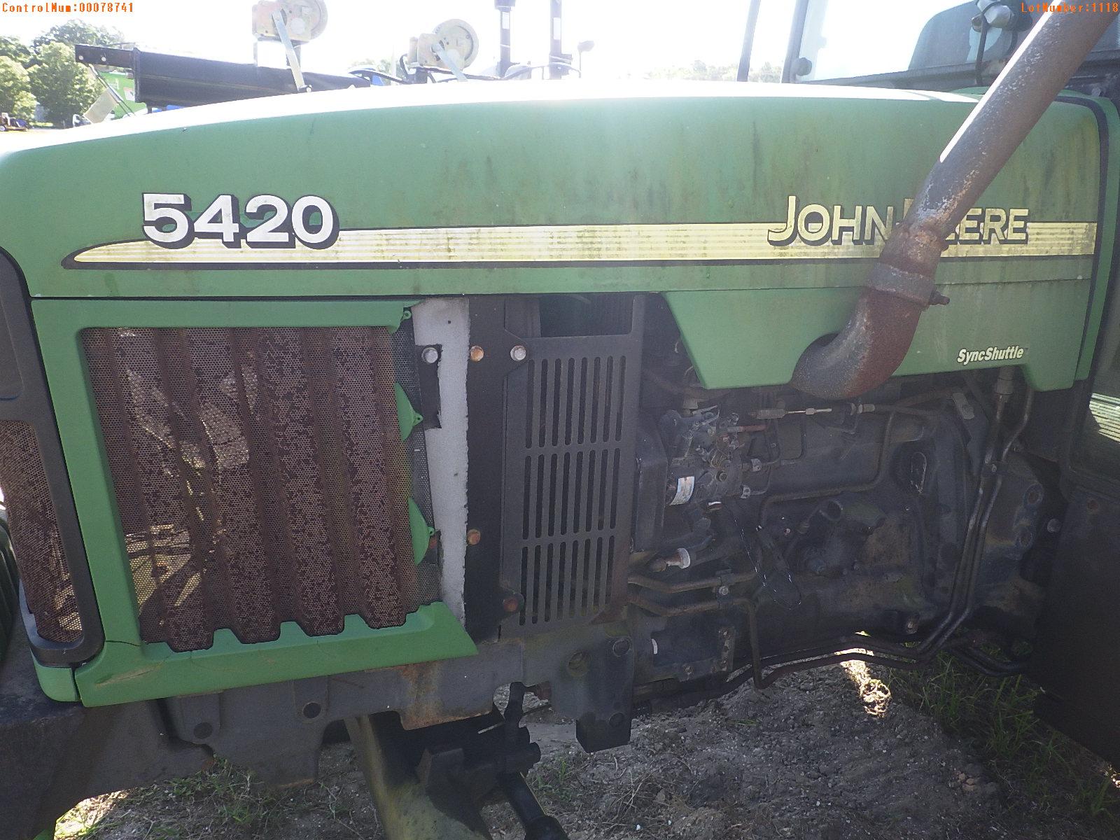 4-01118 (Equip.-Tractor)  Seller: Florida State D.J.J. JOHN DEERE 5420 CAB TRACT