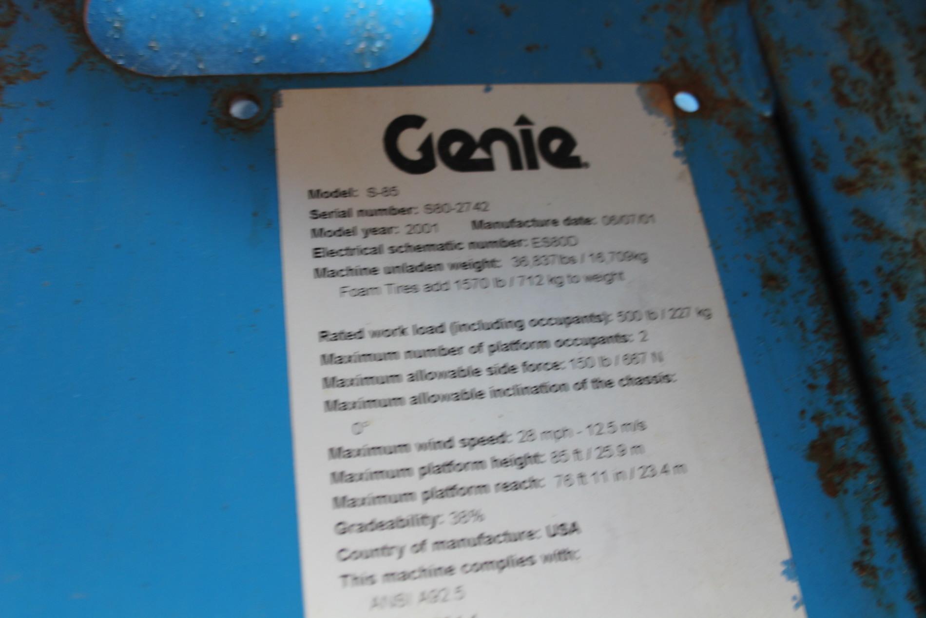 Genie S-85 4x4 Telescoping 85ft Platform Boom Lift