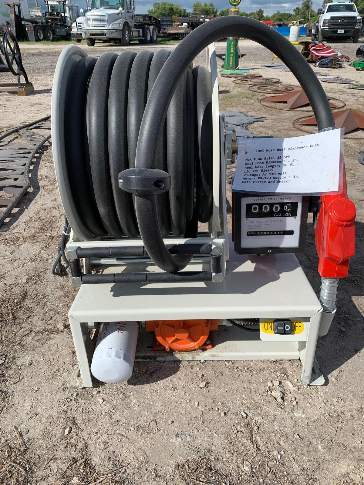 Fuel hose reel dispenser unit