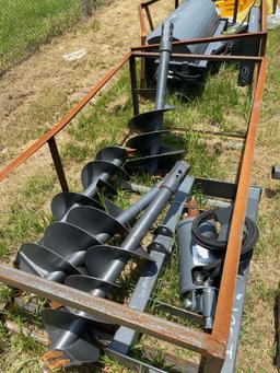 Unused Skid Steer Hydraulic Auger Attachment with 4 Bits