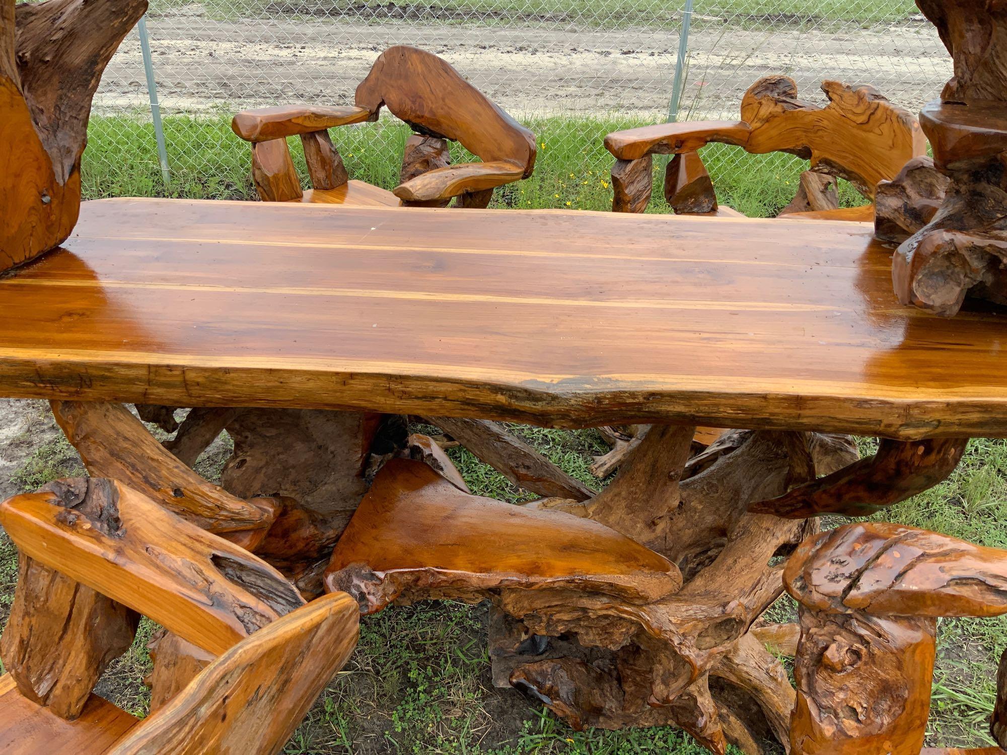 Teak Wood Bar w/ Four Teak Wood Stools