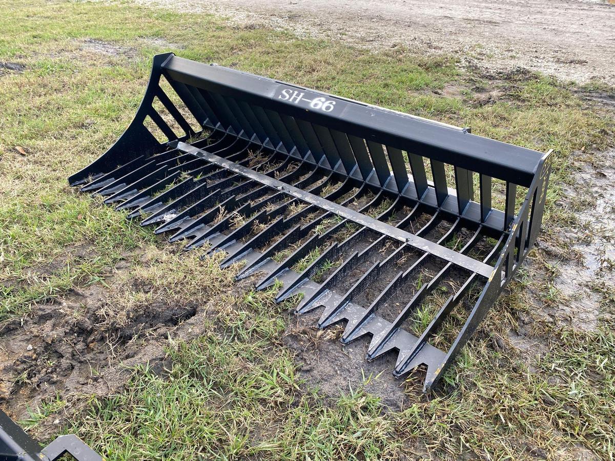 Unused 66in Skid Steer Rock Bucket