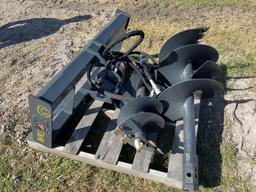Unused Skid Steer Auger with 2 Drill Bits