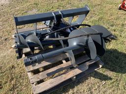 Unused Skid Steer Auger with 2 Drill Bits