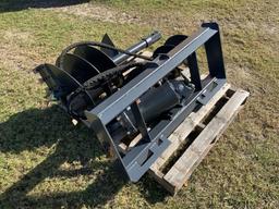 Unused Skid Steer Auger with 2 Drill Bits