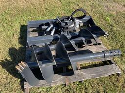 Unused Skid Steer Auger with 2 Drill Bits