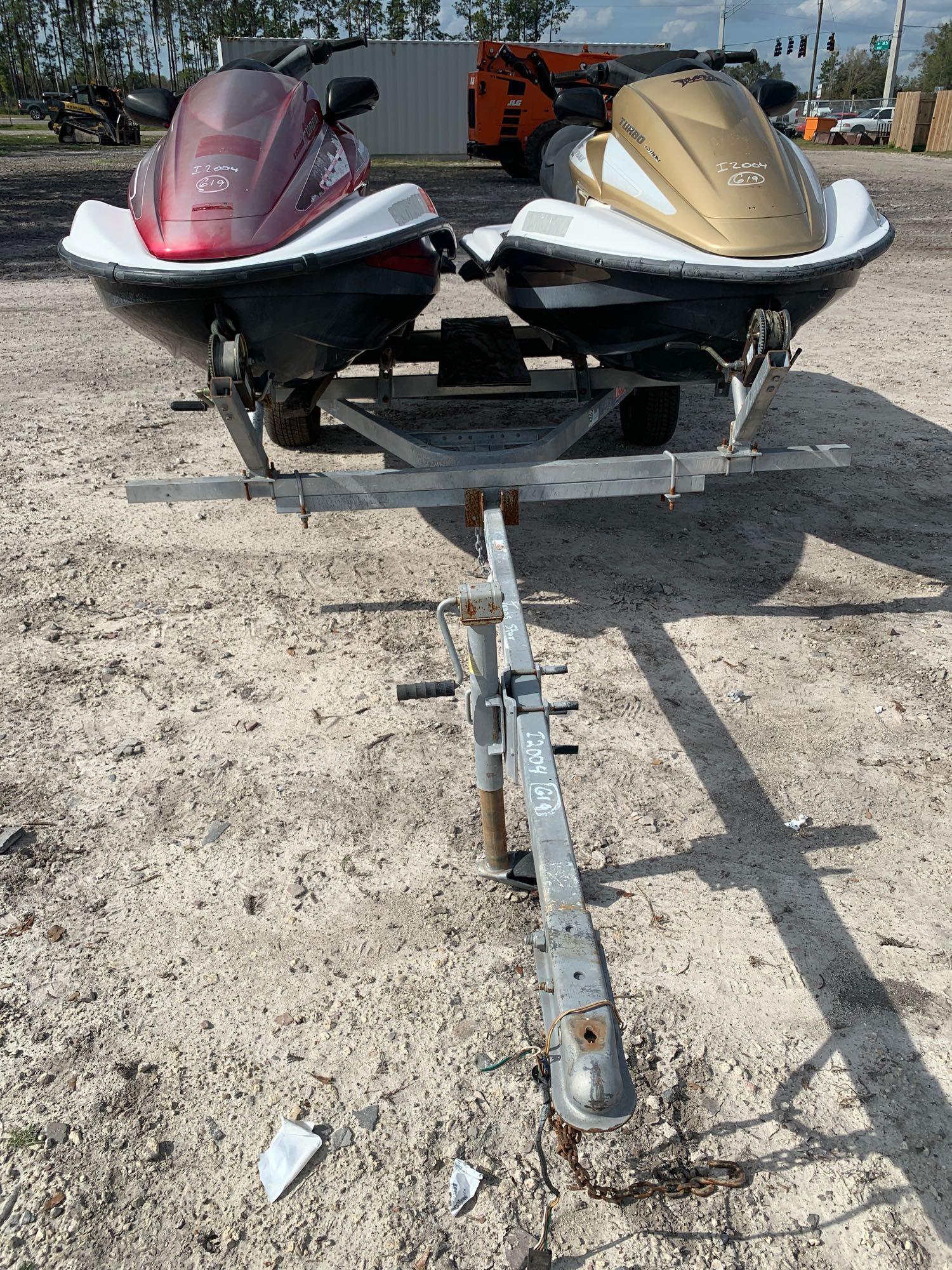 2 Honda Aquatrax F-12X Jet Skis with Trailer