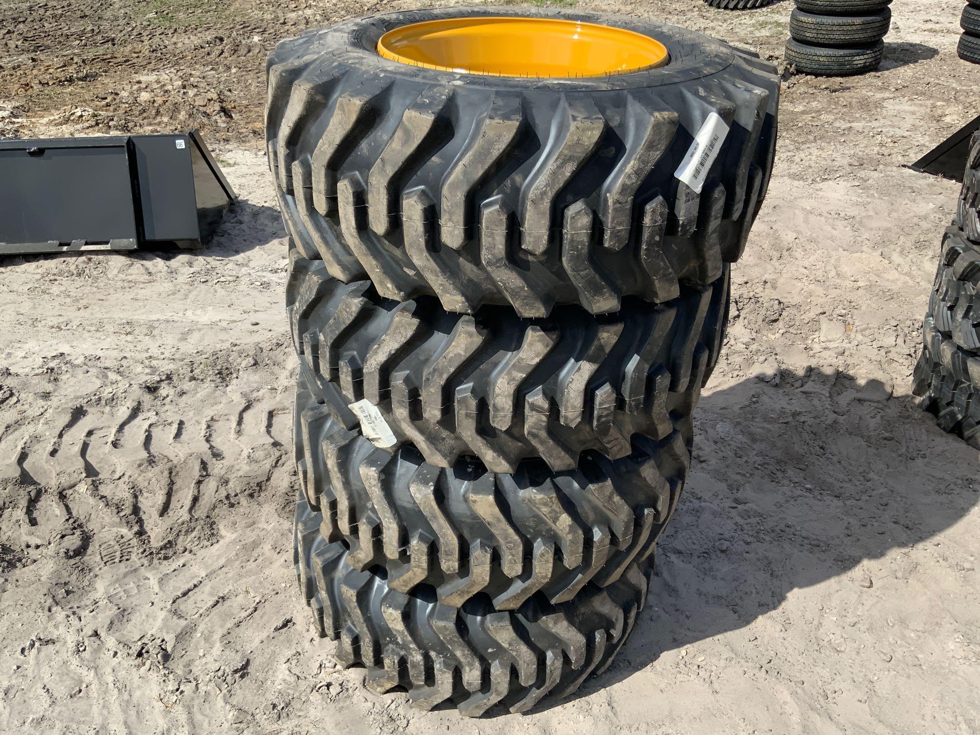 4 Unused 12-16.5 Skid Steer Loader Tires and Wheels