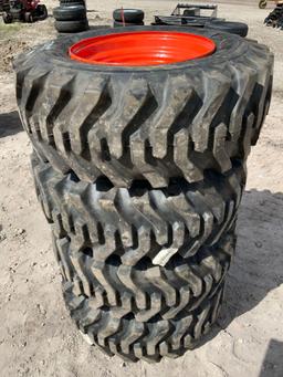 4 Unused 12-16.5 Skid Steer Loader Tires and Wheels