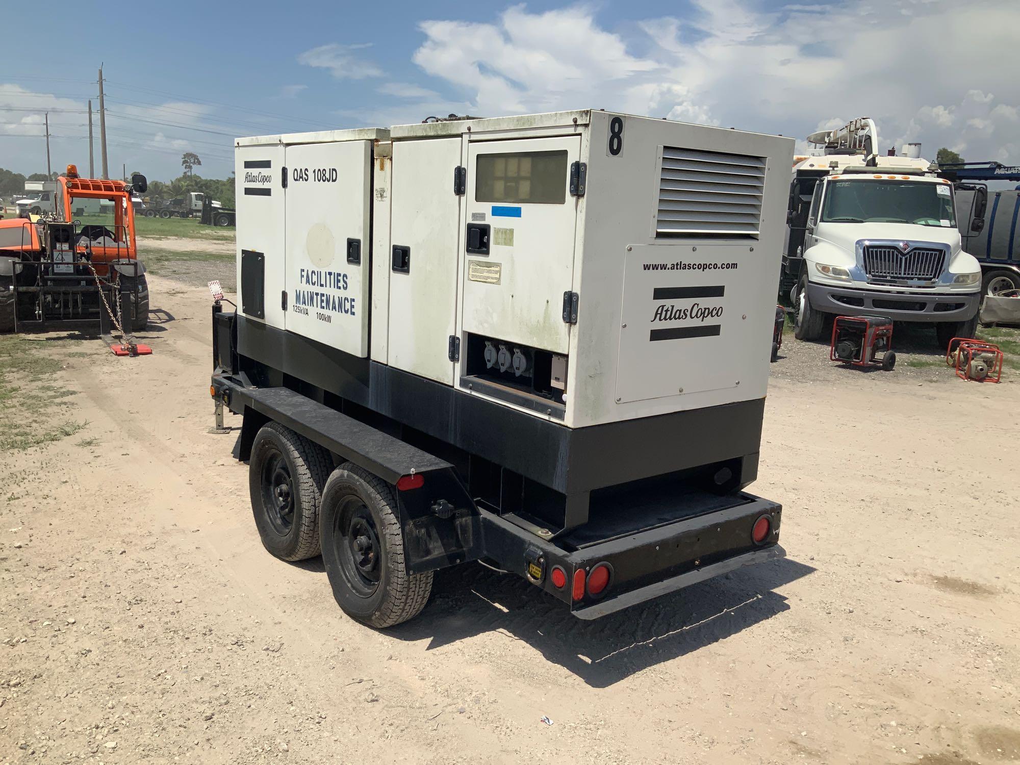 2005 Atlas Copco QAS 108JD 100KW Towable Generator