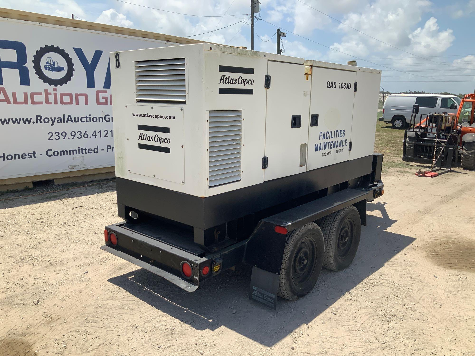 2005 Atlas Copco QAS 108JD 100KW Towable Generator