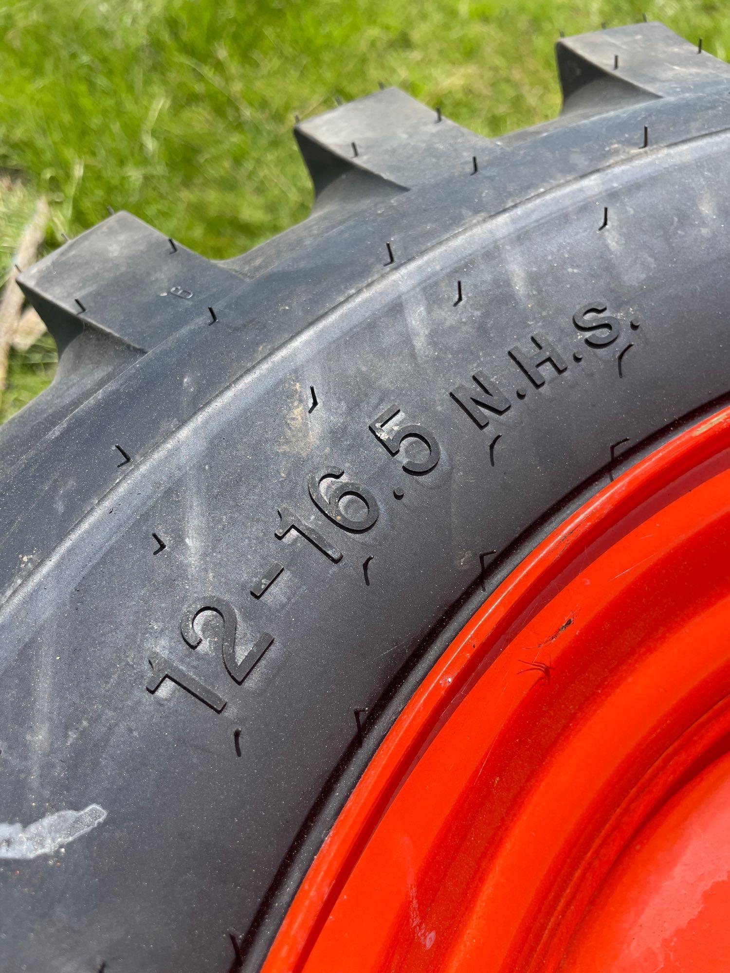 Four Unused Camso 12-16.5 Skid Steer Tires and Wheels