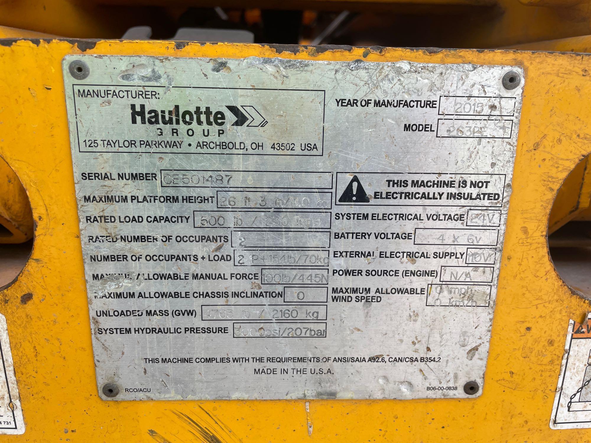 2015 Haulotte 2632E 26FT Electric Scissor Lift