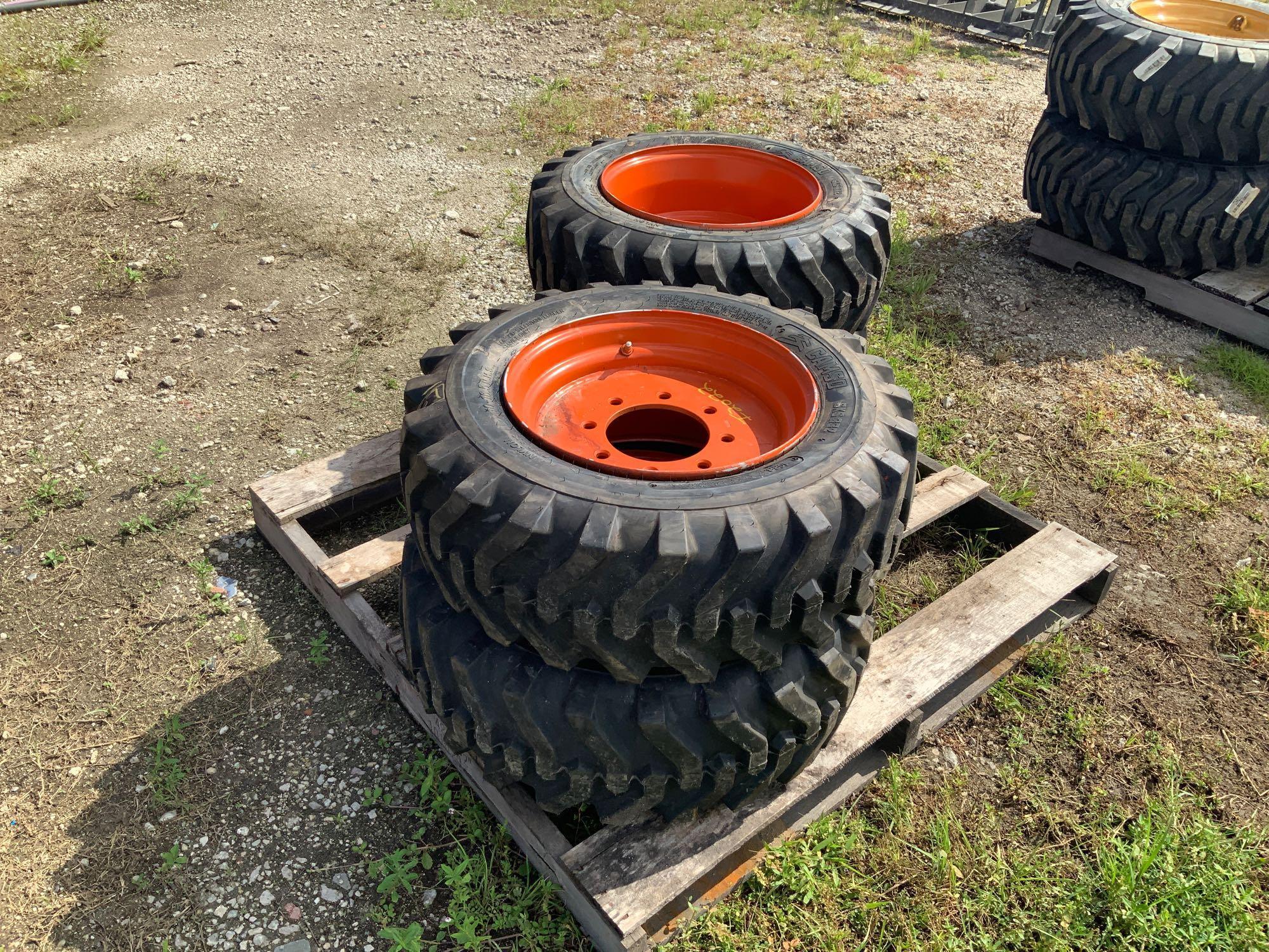 Four Unused 10-16.5 Tires with Rims