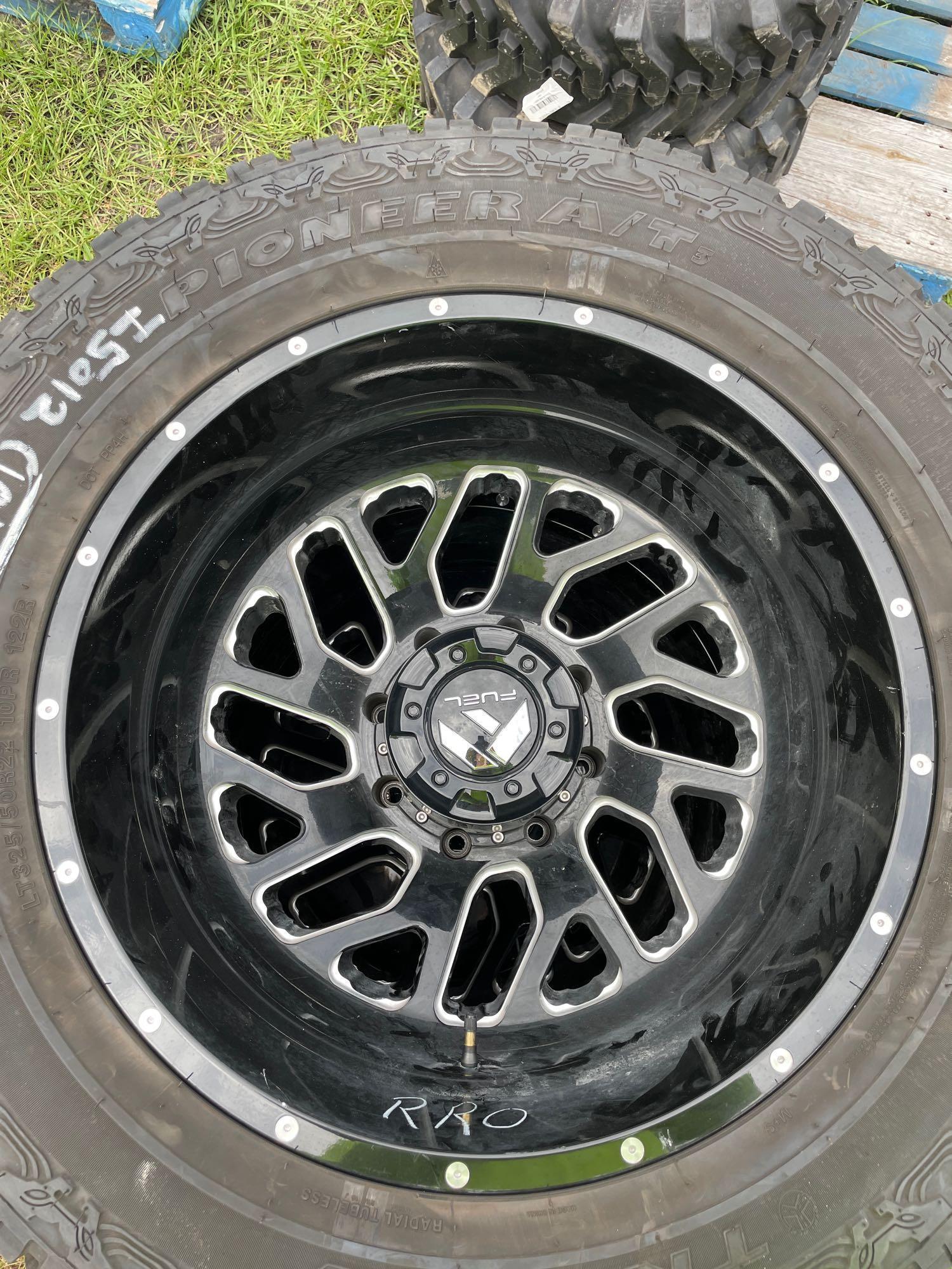 Black Fuels Mag Dually Wheels Tires and 4 inch Lift Kit