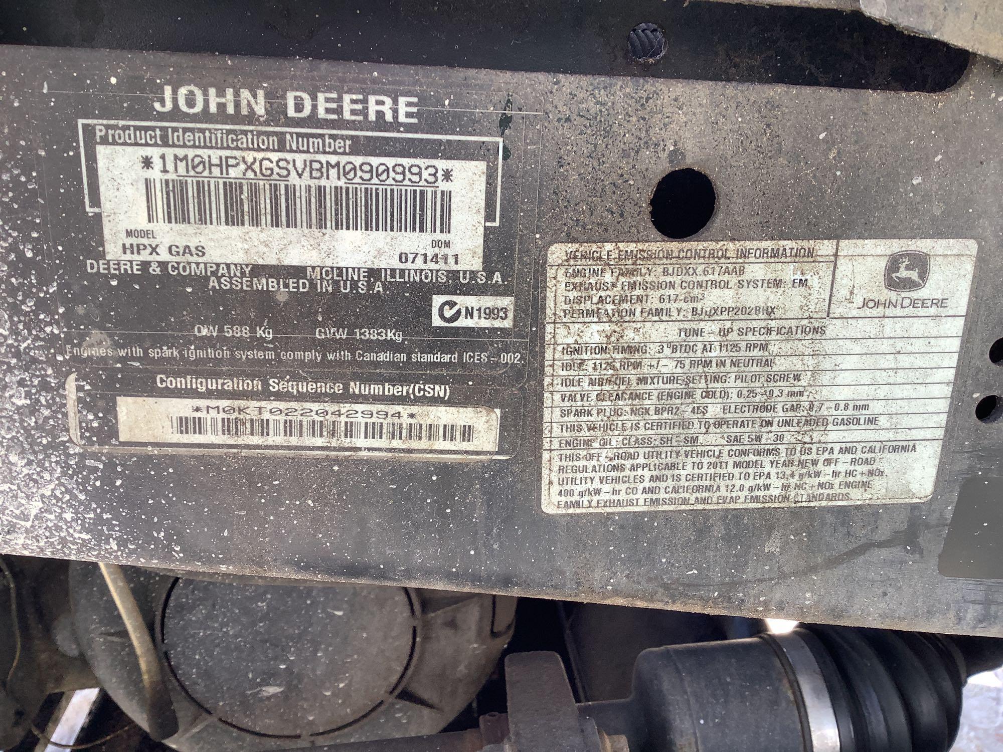 2011 John Deere Gator HPX 4x4 Dump Utility Cart