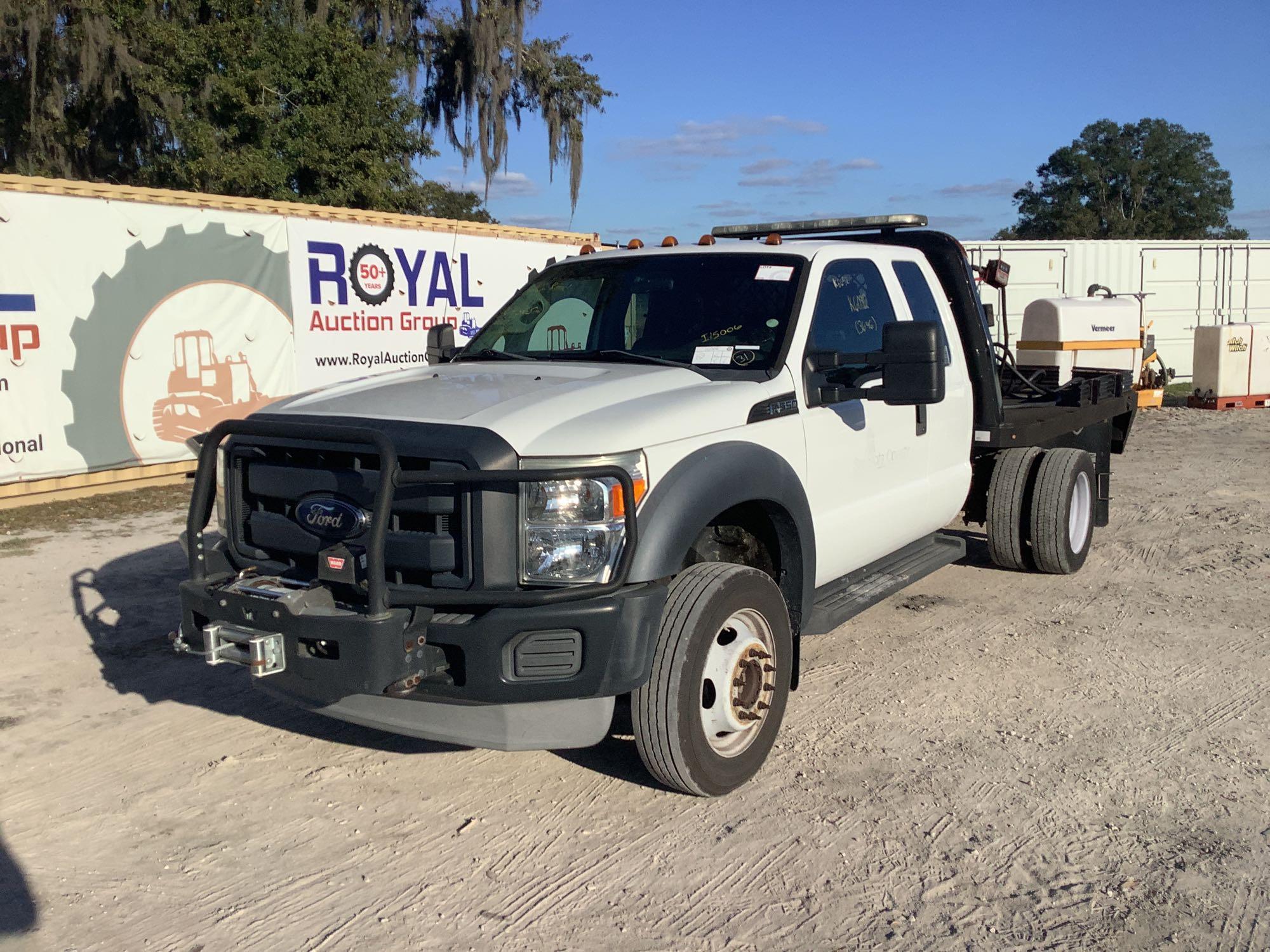 2012 Ford F-550 4x4 Ext Cab Flatbed Truck