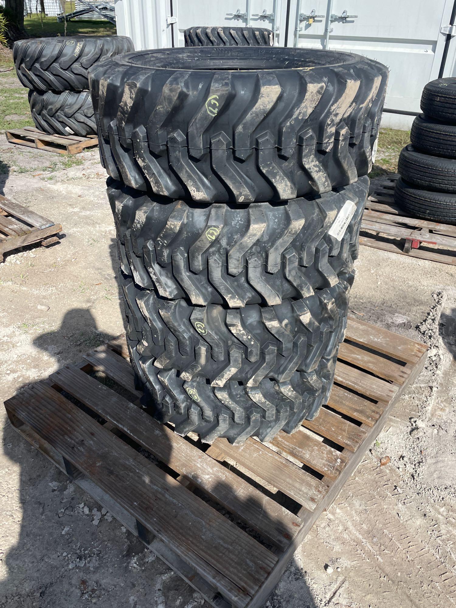 Four Unused 10-16.5 Skid Steer Tires