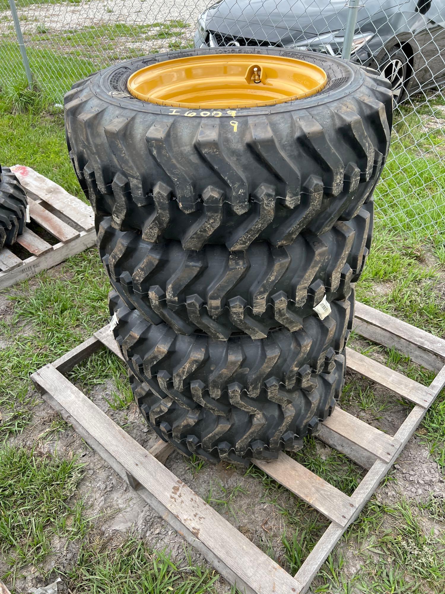 Four Unused Camso 10-16.5 Skid Steer Wheels and Tires