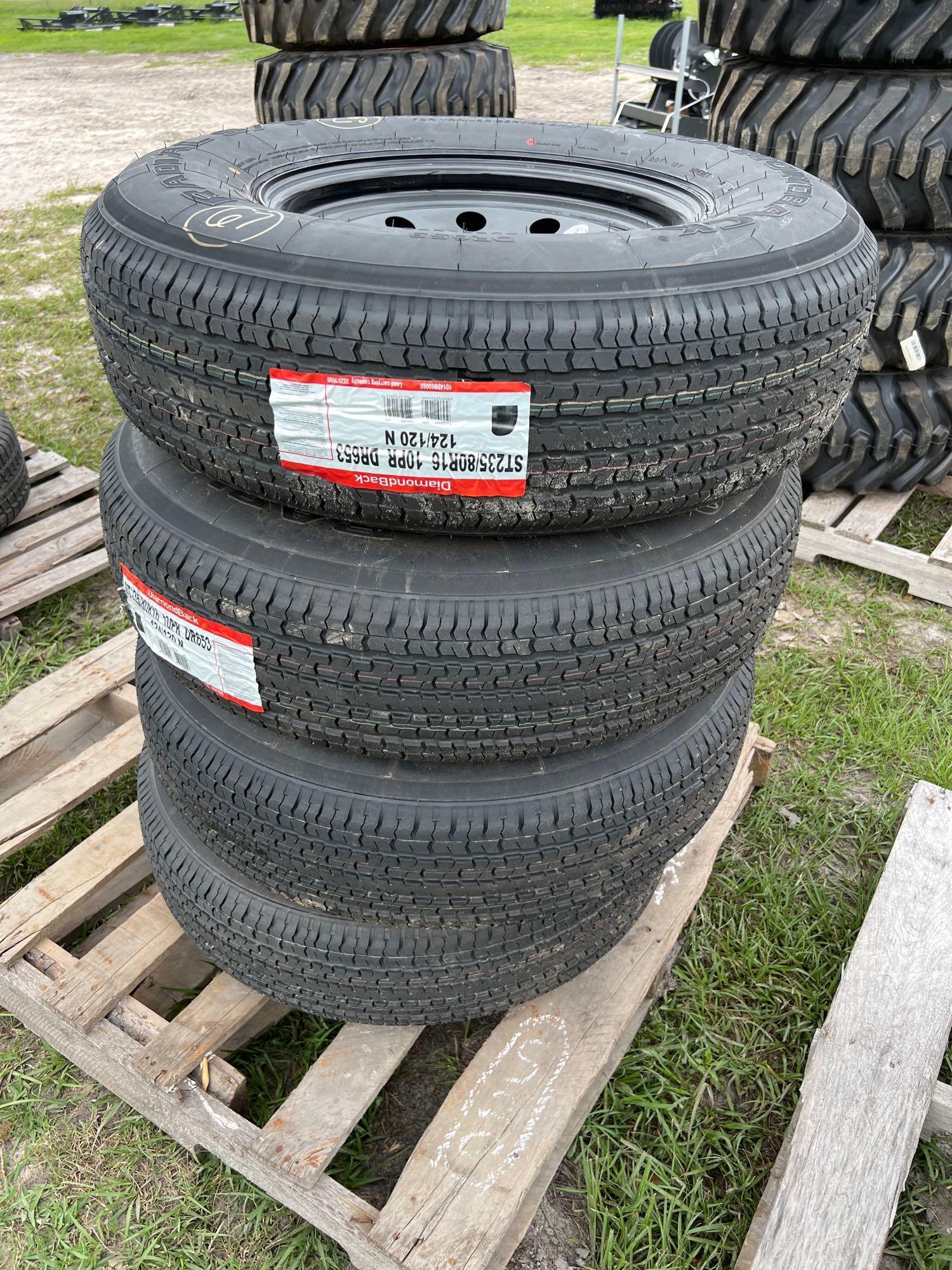 Four Unused ST235/30R16 Wheels and Tires