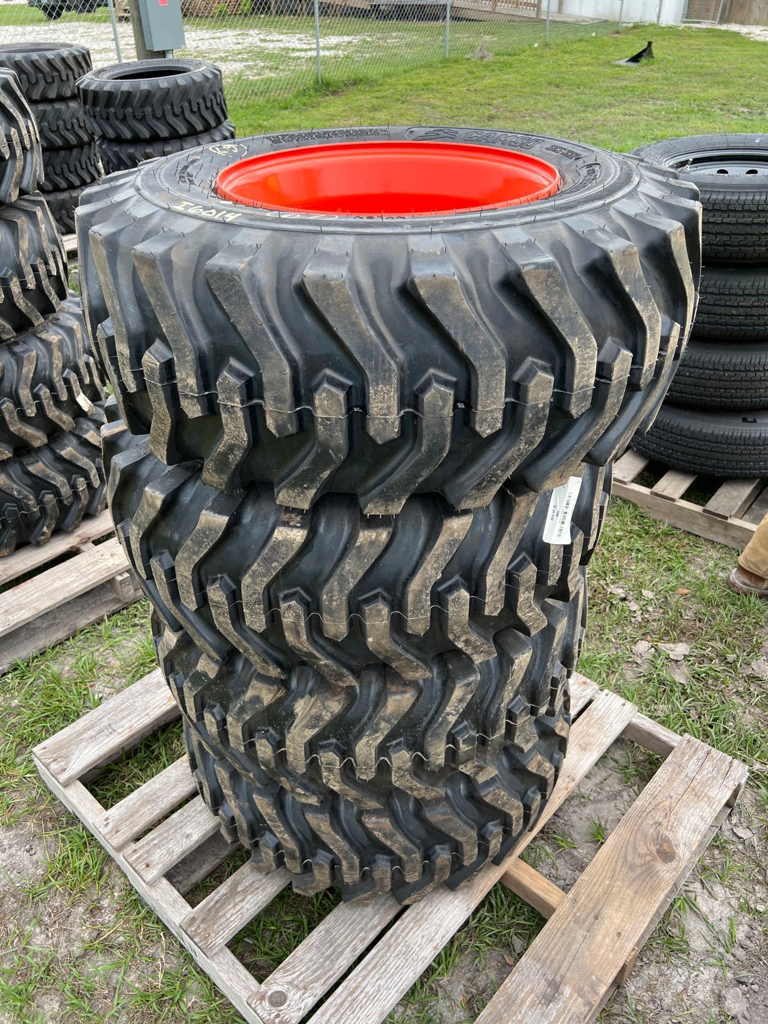 Four Unused Camso 12-16.5 Skid Steer Wheels and Tires