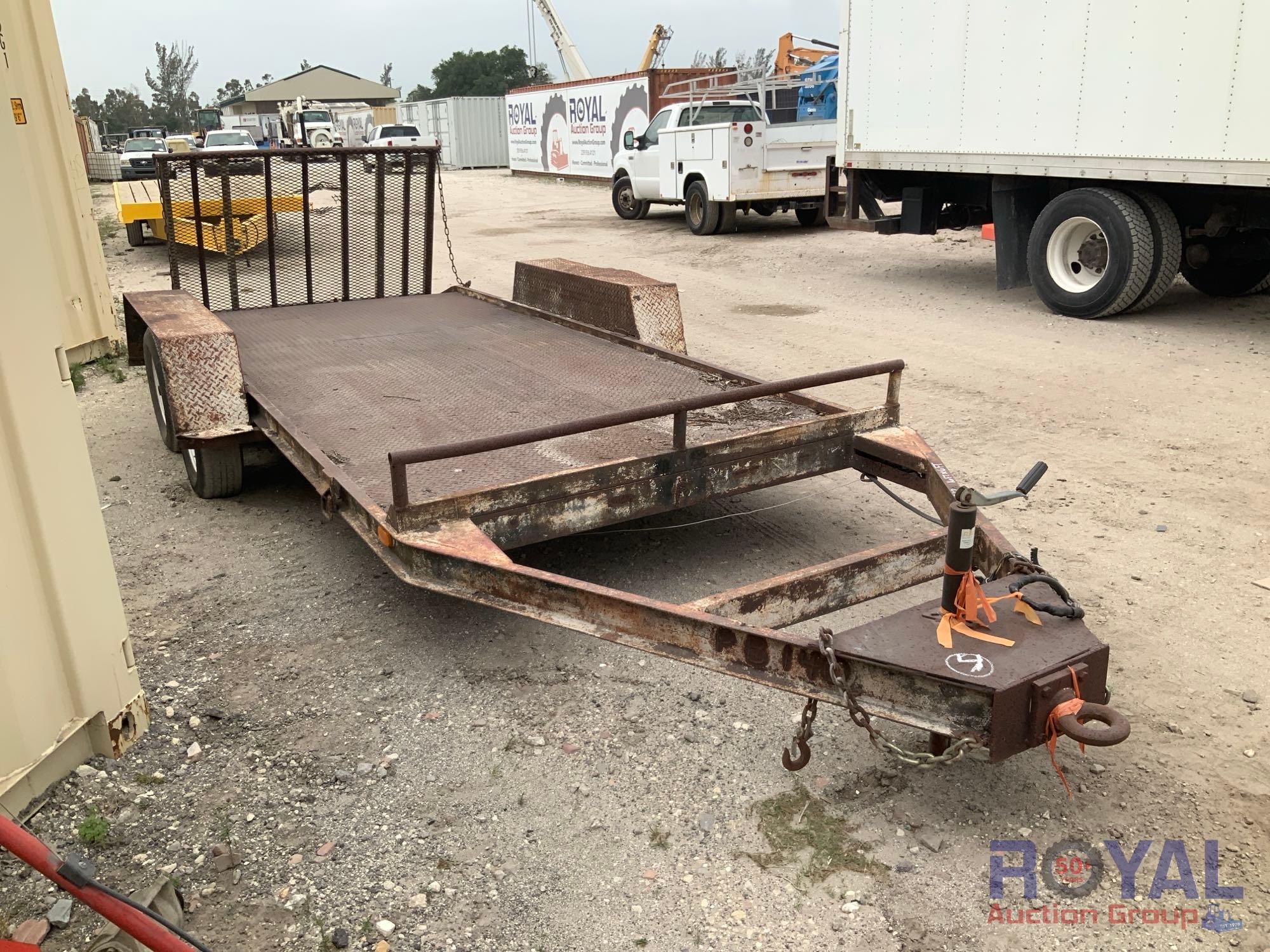 T/A 16ft X 6ft Pintle Hitch T/A Equipment Trailer w/ Fold Down Ramp