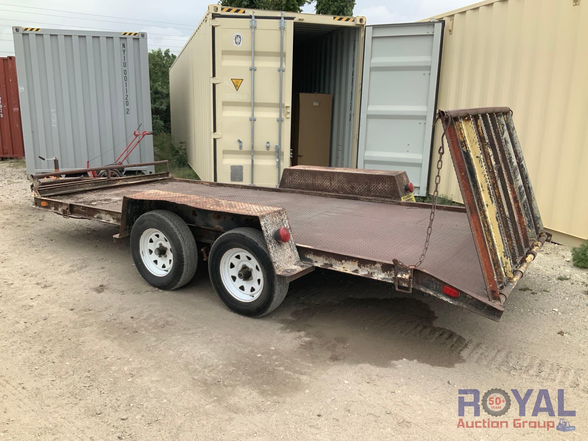 T/A 16ft X 6ft Pintle Hitch T/A Equipment Trailer w/ Fold Down Ramp