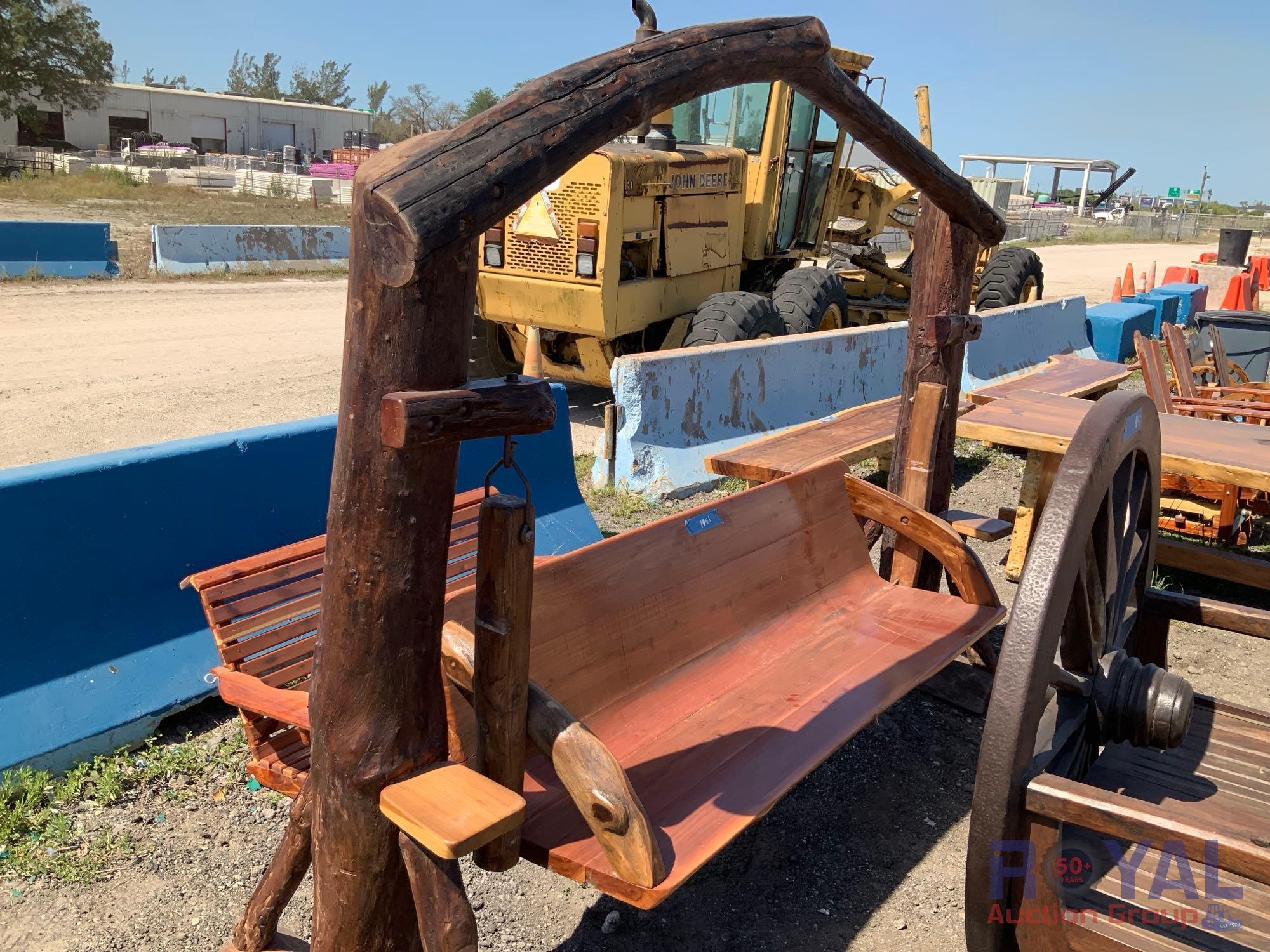 Decorative Wood Bench Swing