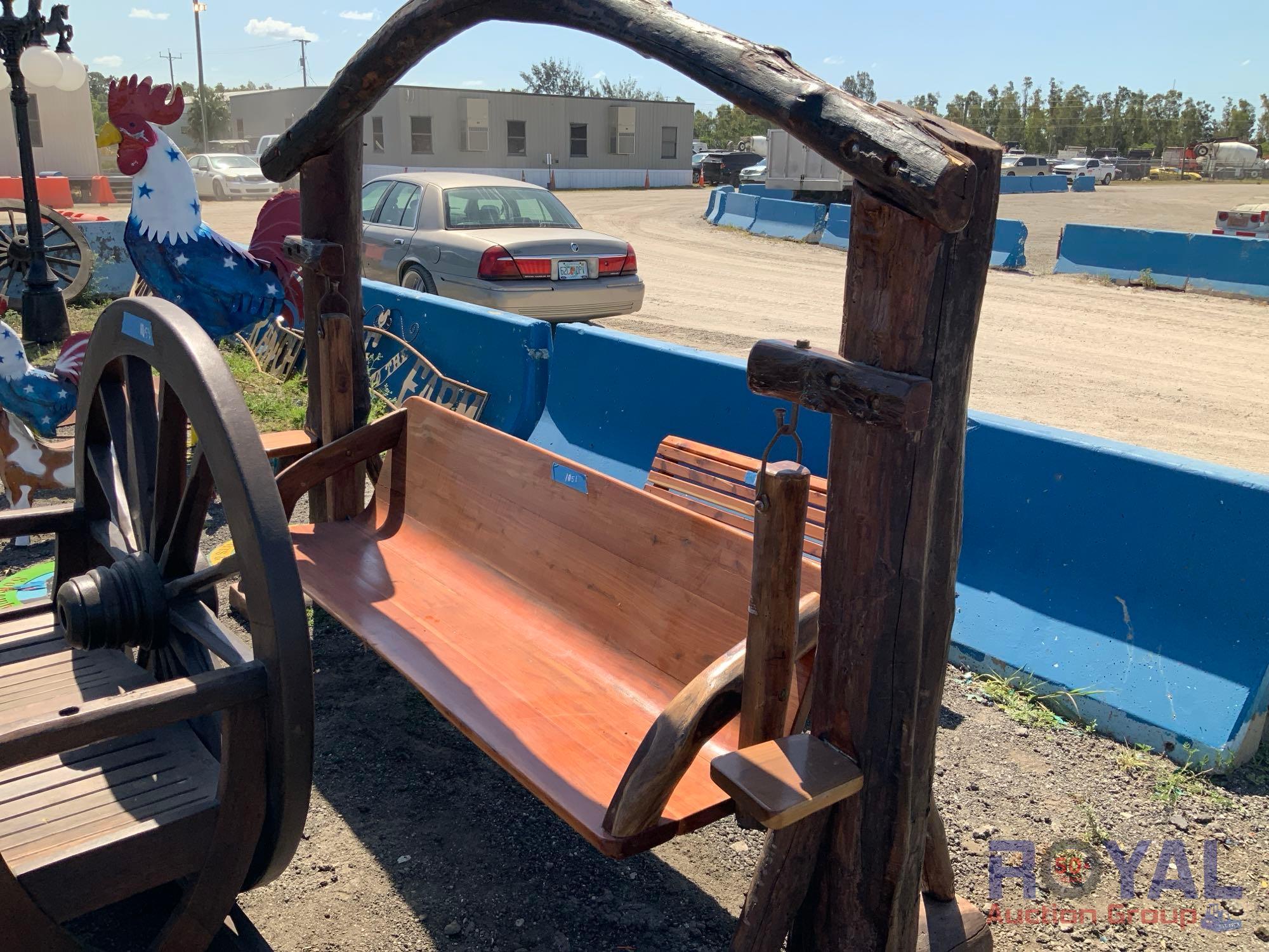 Decorative Wood Bench Swing