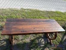 Wooden Wagon Wheel Table