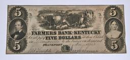 1834 $5 FARMERS BANK of KENTUCKY NOTE