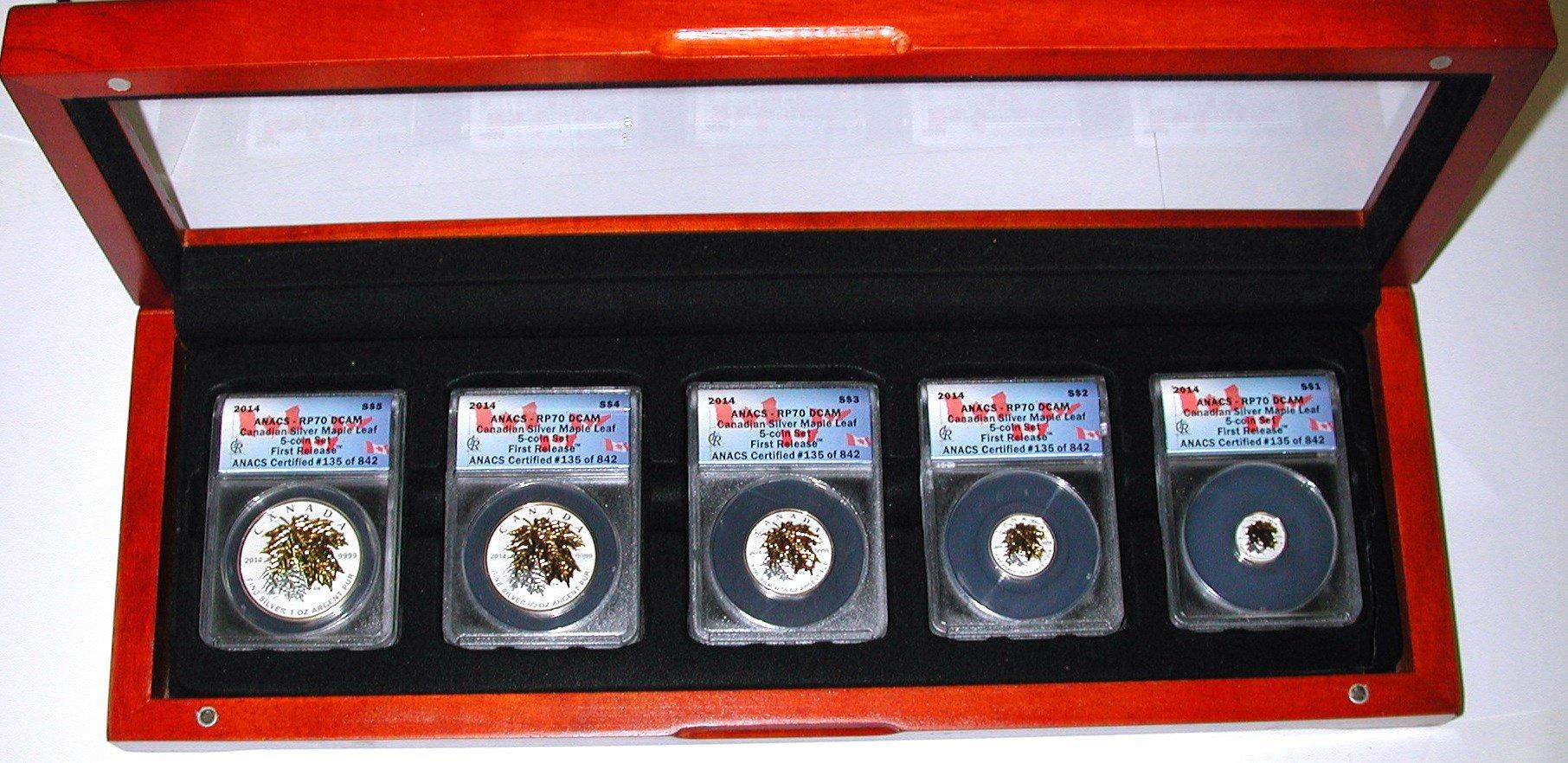 CANADA - 2014 FIVE-COIN SILVER MAPLE LEAF SET - ANACS RP70 DCAM