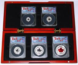 CANADA - 2015 FIVE-COIN SILVER MAPLE LEAF SET - ANACS RP70 DCAM