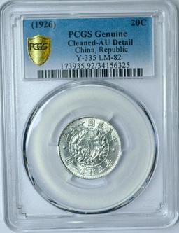 CHINA REPUBLIC - 1926 20 CENTS - PCGS AU DETAILS