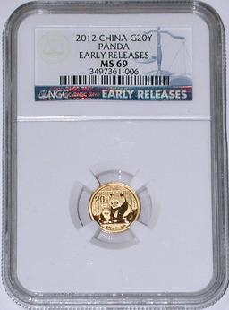 2012 CHINA 20 YUAN GOLD PANDA - NGC MS69 EARLY RELEASES