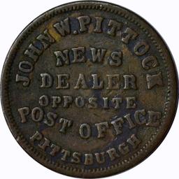 1863 CIVIL WAR MERCHANT TOKEN - JOHN PITTOCK, PITTSBURGH