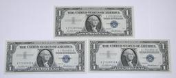 THREE (3) CONSECUTIVE UNC 1957 $1 SILVER CERTIFICATES