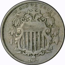 1867 RAYS SHIELD NICKEL